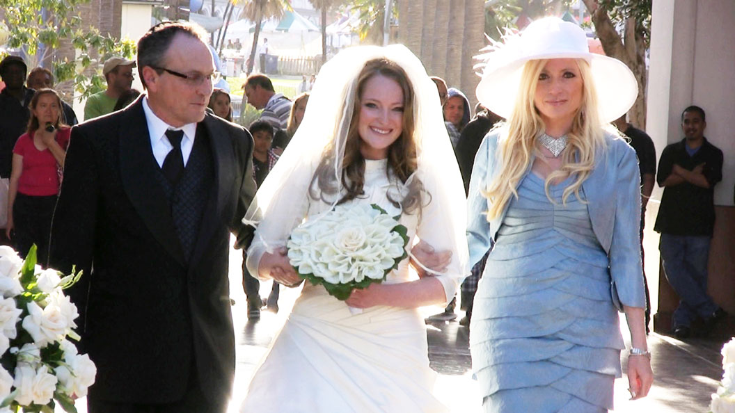 Bride walking down the aisle, Jewish wedding orthodox Los Angeles