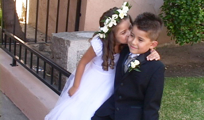 Children flower girls ring bearers and beautiful flower girl dresses captured on video by Los Angeles based Notowitz Productions